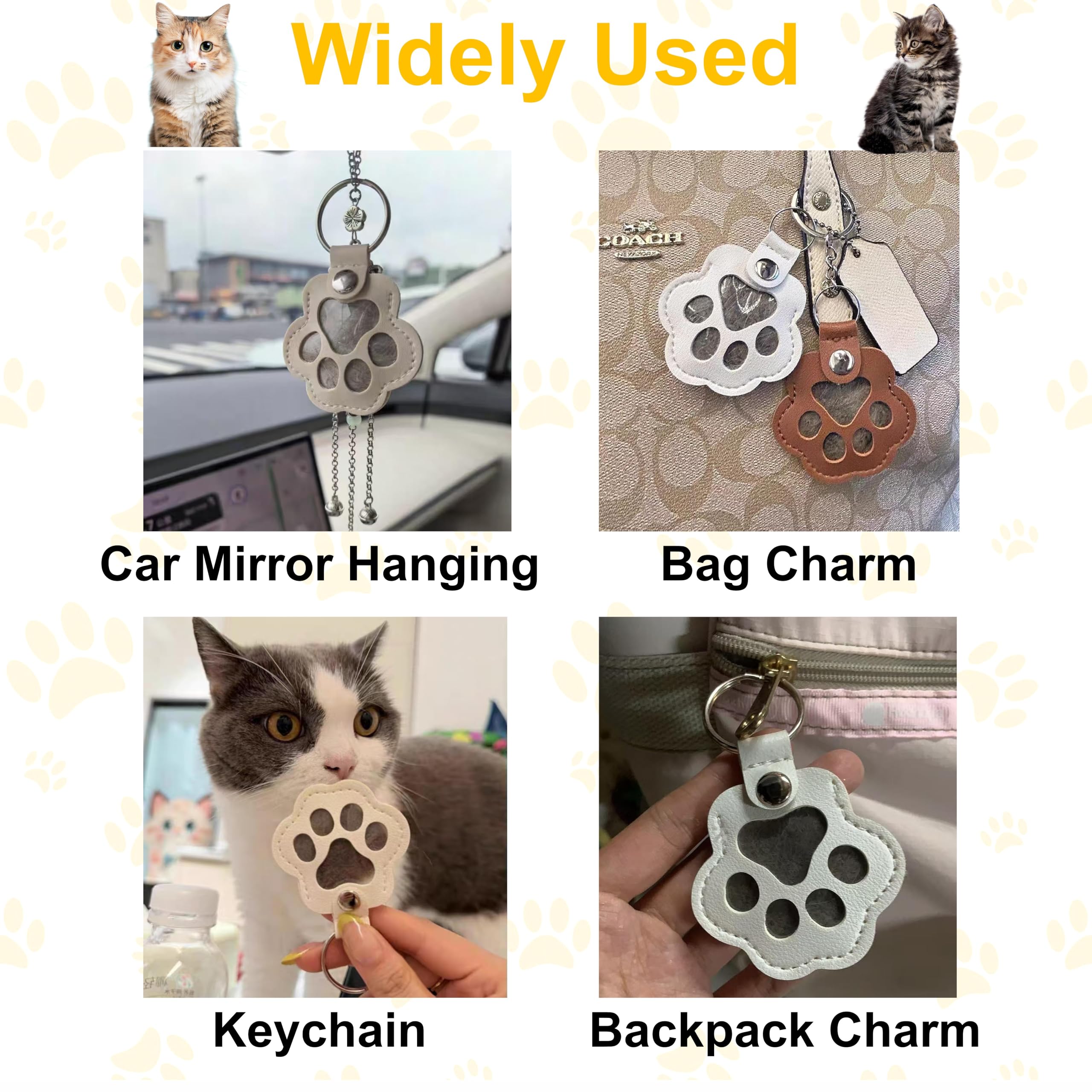 3 portachiavi per peli di cane, regali commemorativi per animali domestici, per borsa, zaino, portachiavi carino a forma di zampa di animale domestico, portachiavi unico da collezione