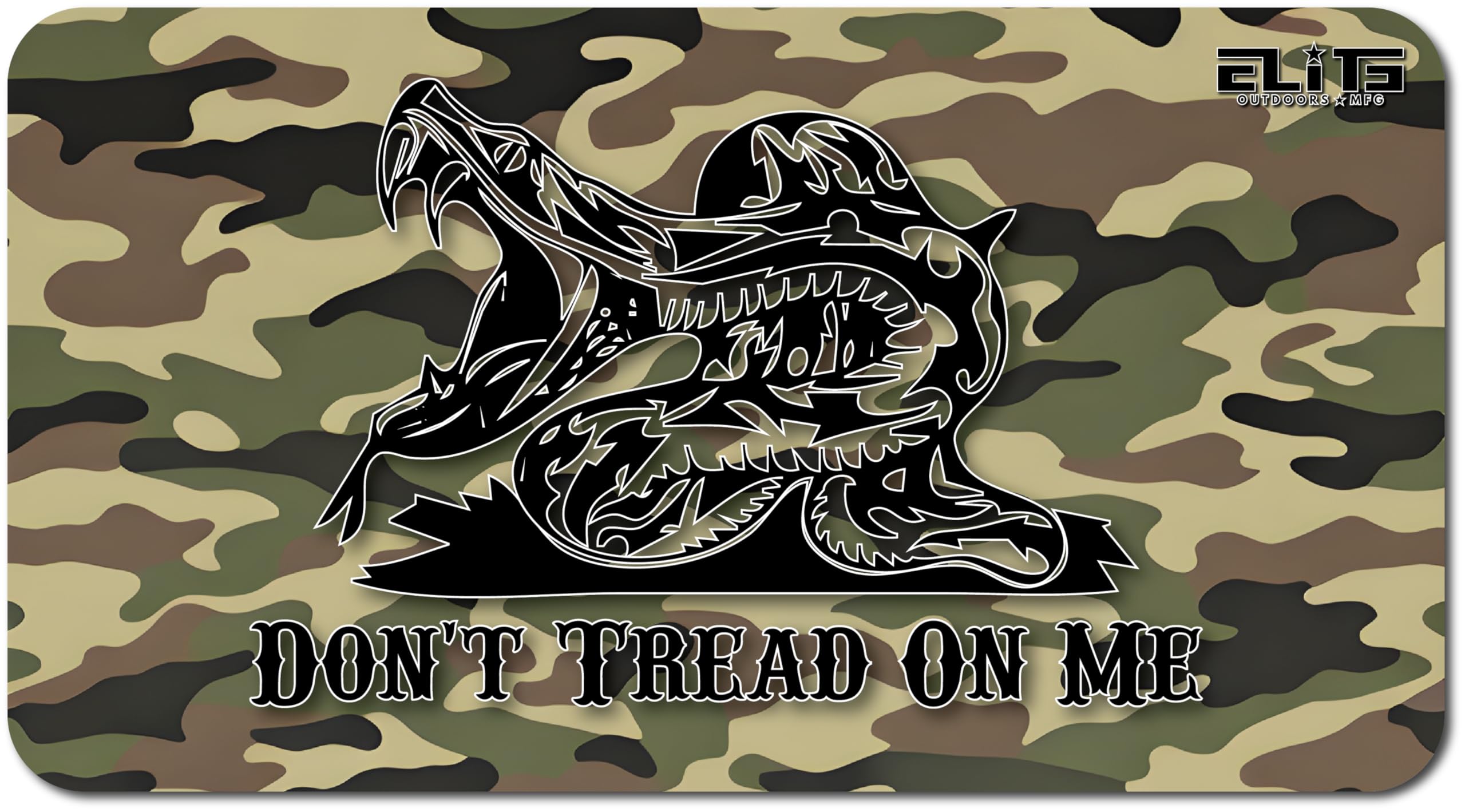 Elite Outdoors MFG | Classic Green Camo Gun Cleaning Mat | Gadsden Flag Don't Tread On Me Design | Brown, Tan & Green Shades | Made in The USA | Size 12x22 inches