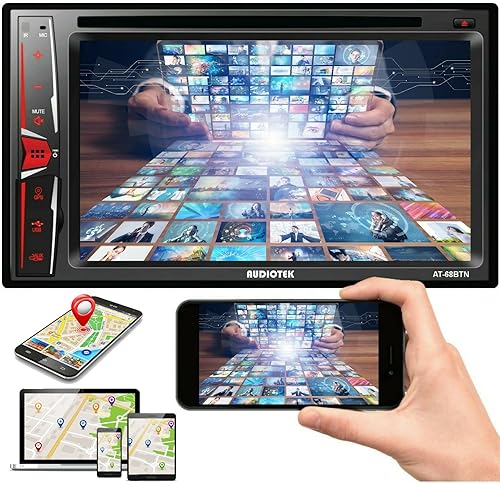 Miniatura 3 de Audiotek 68BTN - Coche doble DIN de 6.2 pulgadas, salida de 200 vatios, DVD, CD, pantalla táctil, enlace de espejo para Android y iPhone con cámara