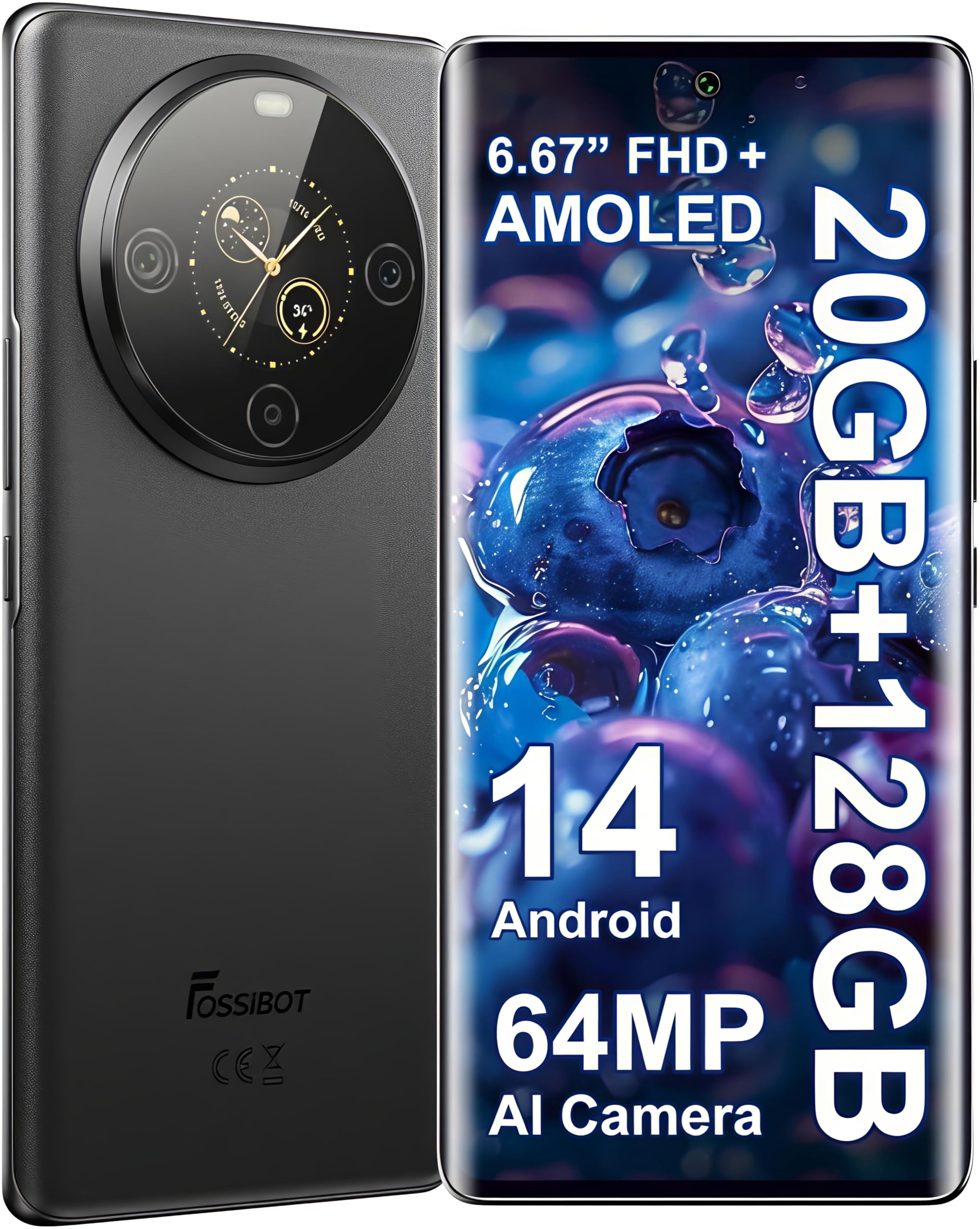 schermo mobile s3 pro 2025 android 6.67 pollici amoled 128gb storage