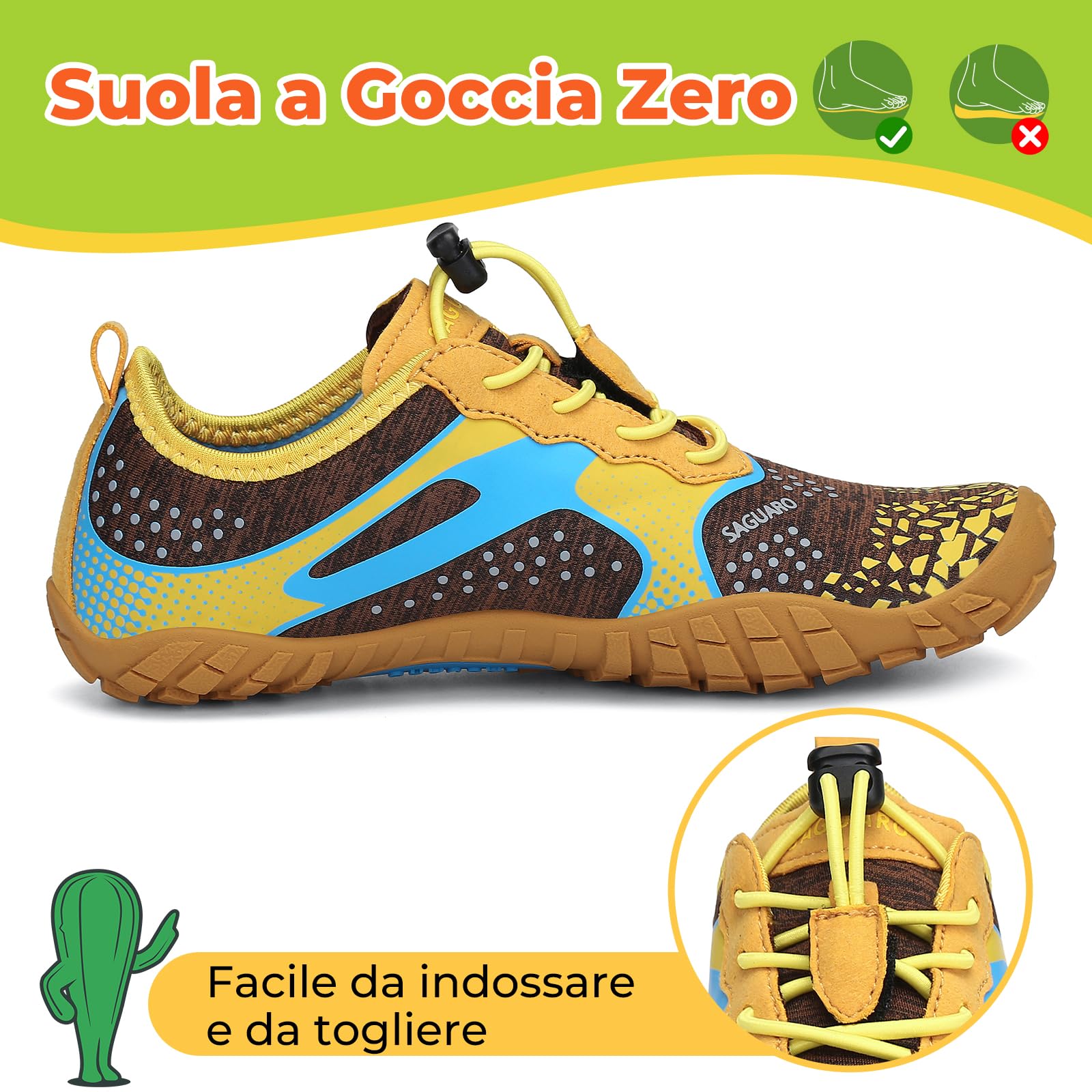 SAGUARO Barefoot Shoes Bambini Traspiranti Scarpe Barefoot Ragazzi Ragazze Scarpe Minimaliste Gr.24-36