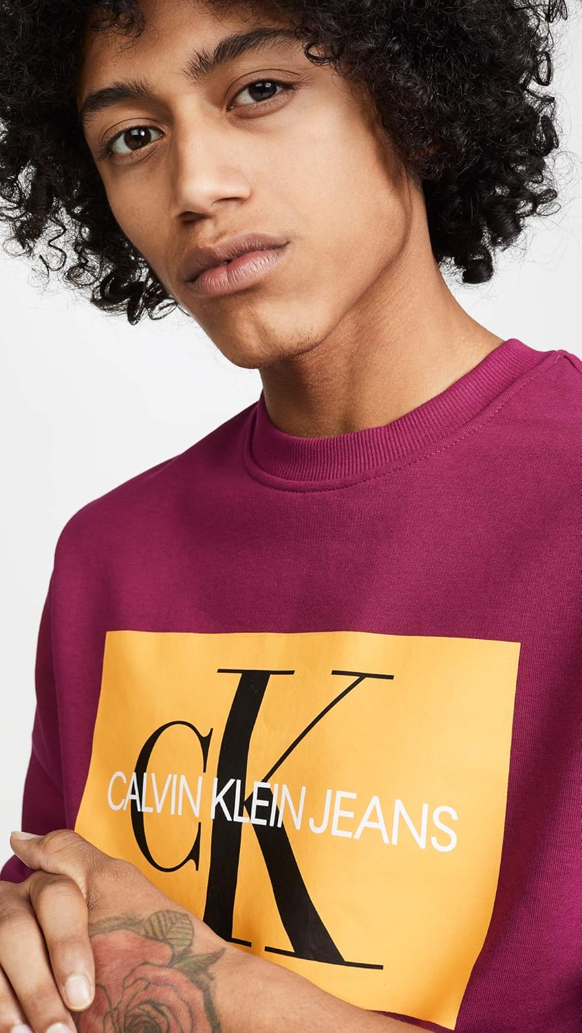 Calvin Klein Men's Monogram Logo Crew Neck Sweatshirt XX-Large Beet Red