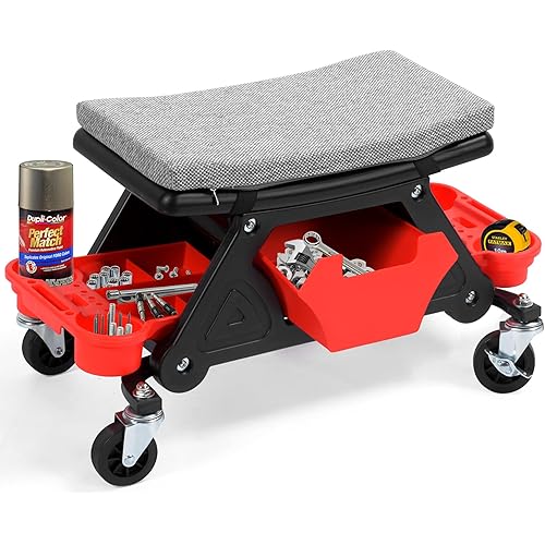 YITAHOME Mechanic Stool 330 LBS with Wheels, Heavy Duty Rolling Mechanics Seat, Rolling Tool Seat for Automotive Auto Repair