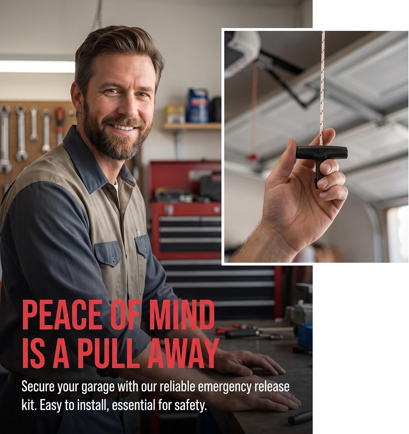 Emergency Release Pull Cord 3 Sets Garage Door with T Handle