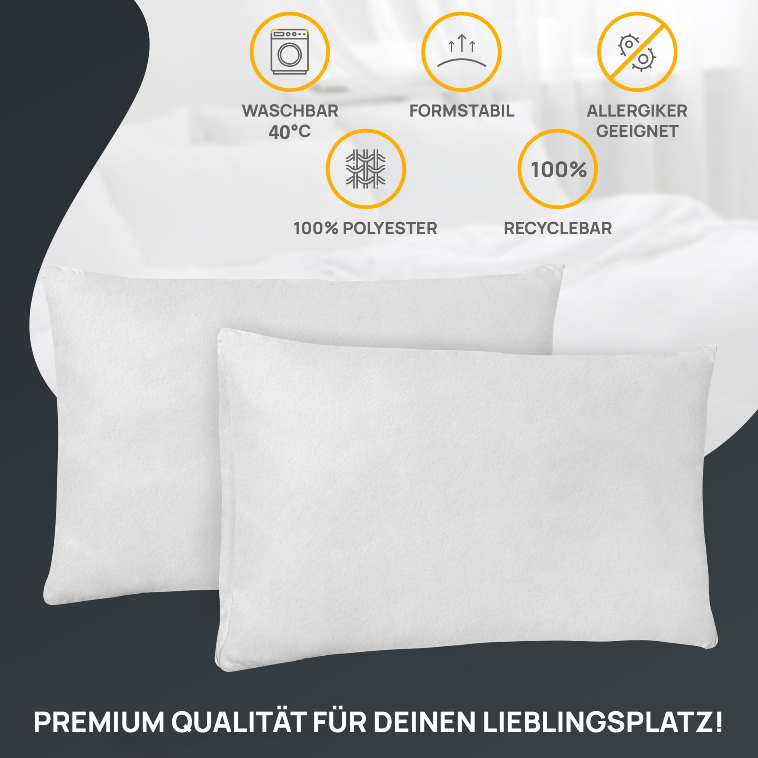 LILENO HOME Lote de 6 Relleno de Cojín de 70x90 cm - Relleno Interior Lavable a 40°C Apto para Personas Alérgicas - cojín de poliéster Inlet cojín de sofá - Cojín para Cóctel y Almohada