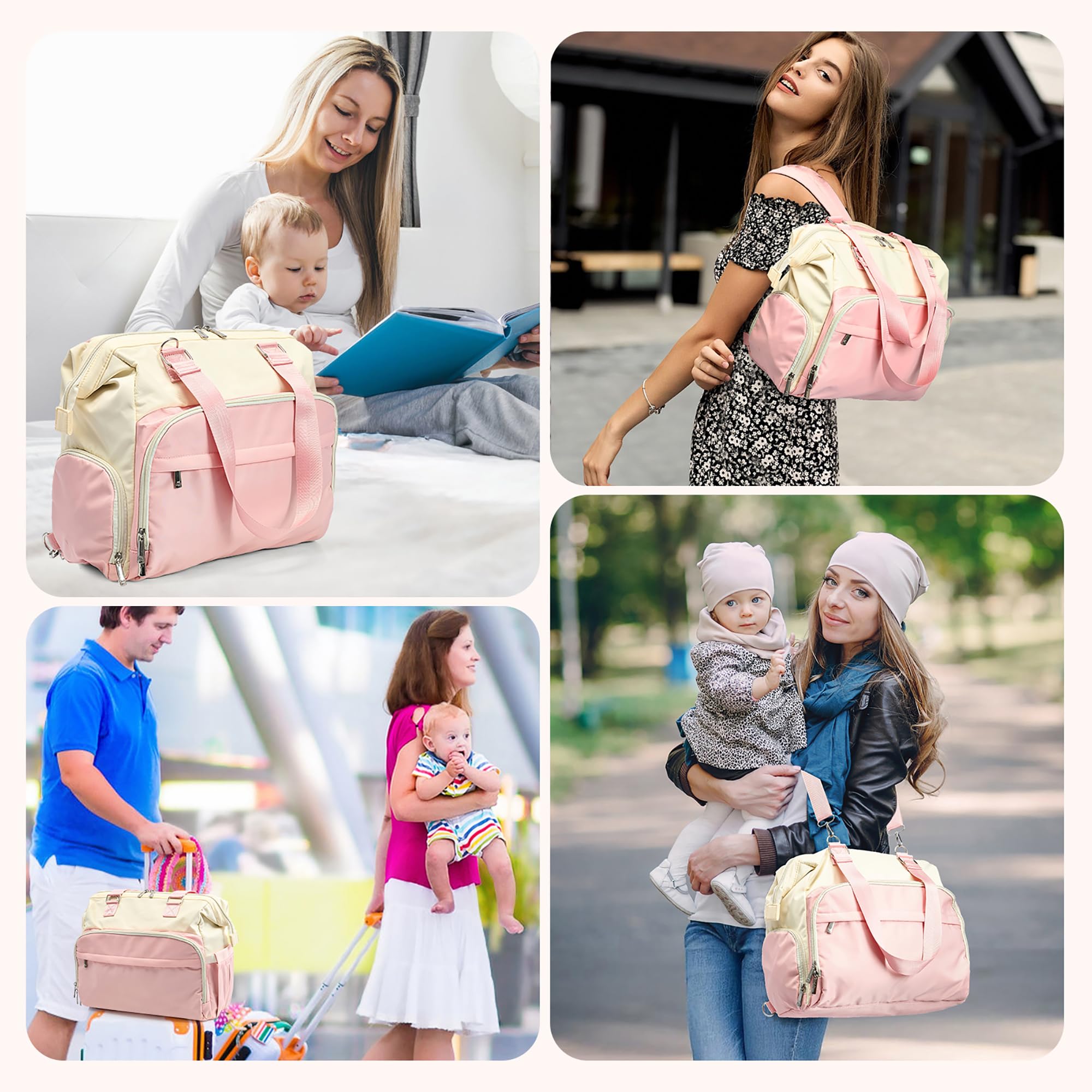 Bolsa de pañales,Bolsos bandolera bolsas de pañales grandes impermeables,Bolsa de hospital para partos,Bolsa para bebé,Bolsa de viaje para pañales con cambiador