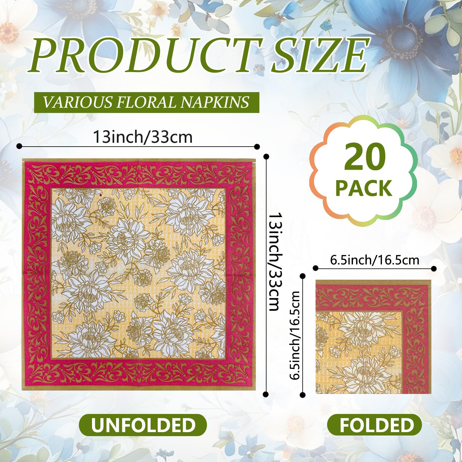 20 tovaglioli decorativi assortiti per decoupage, tovaglioli di carta velina in stile etnico, con stampa, per fai da te, creazione di biglietti, diario spazzatura, decorazione da parete, 20 stili