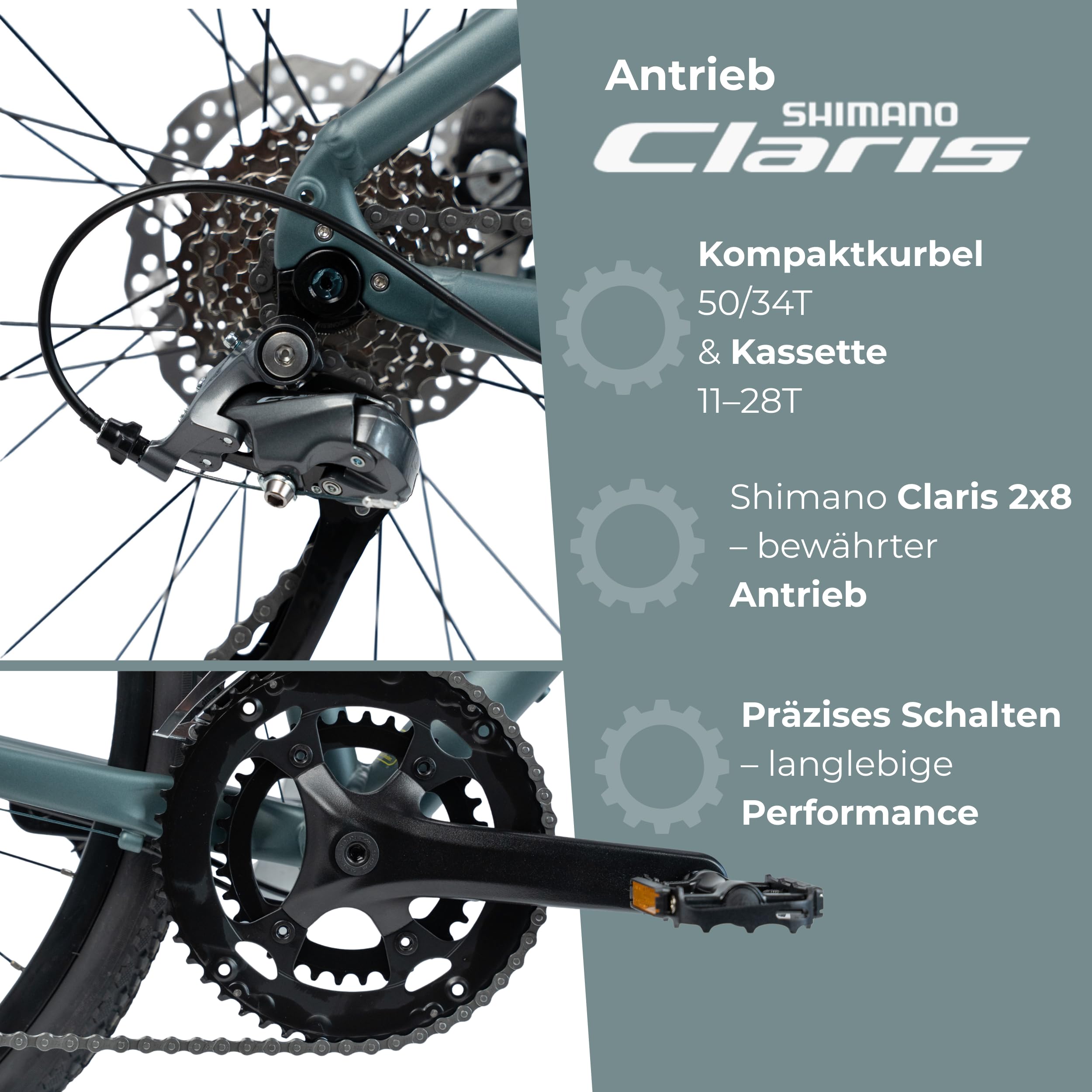 Goetze Onyx One Gravelbike 28 Zoll | Aluminiumrahmen 19/21/23 Zoll | 2x8 Kettenschaltung | Mechanische Scheibenbremsen | 700x40C Reifen | Bikepacking Rennrad & Allroad Fahrrad für Damen & Herren