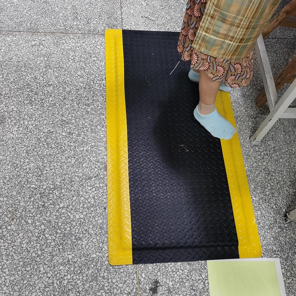 Flexibilidad Goma Alfombrilla, Antiestático Antideslizante Estera De Placa De Diamante En Relieve, Amortiguación De Pie Alfombrillas para Garaje Taller Cobertizo (Color : Black, Tamaño : 60x100x2cm