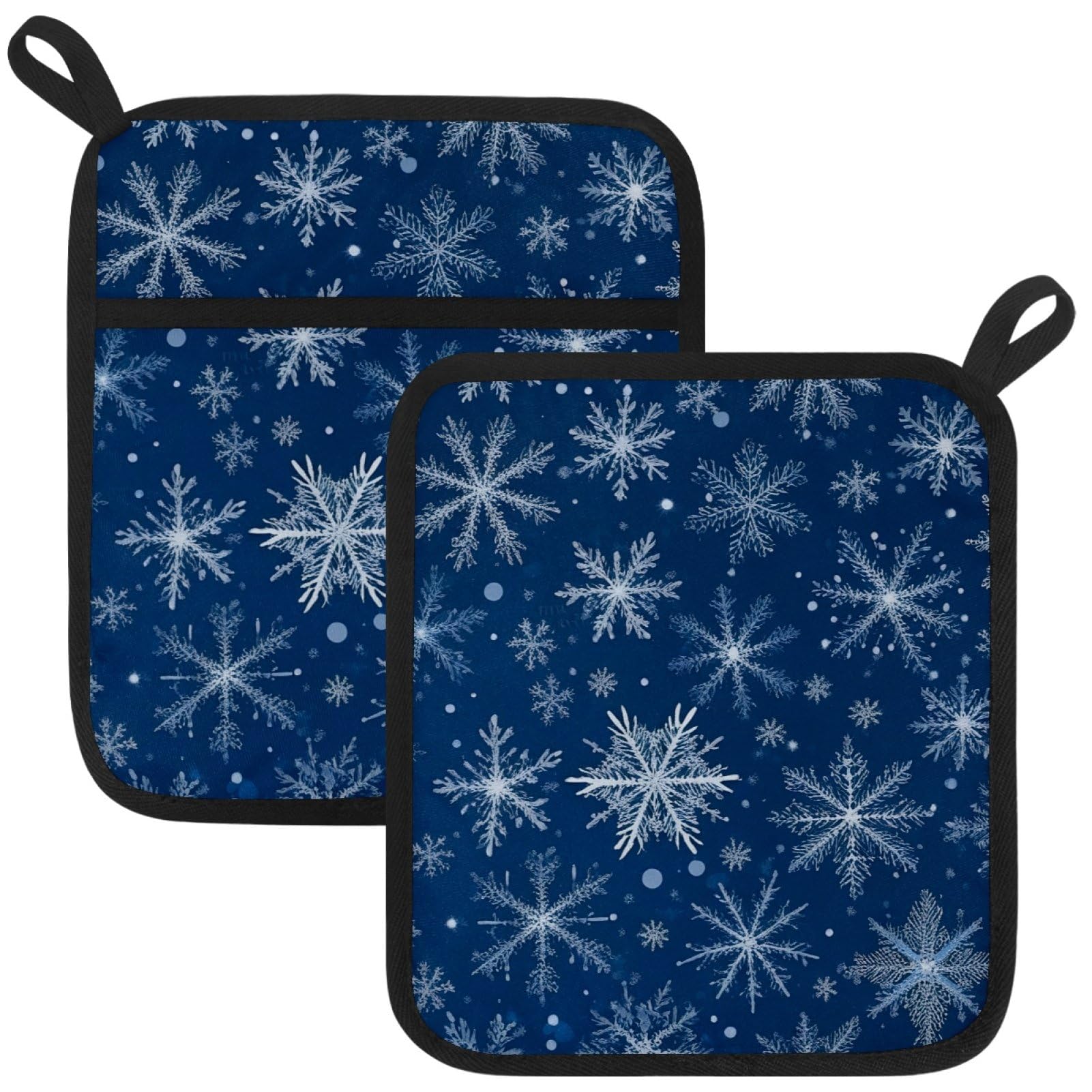 VAPOKF Blue Snowflake Pot Holder, Heat Resistant Oven Cloths, Potholders & Oven Gloves, for Kitchen Cooking & Baking, Thick & Safe, Protection of Hands From Hot Utensils