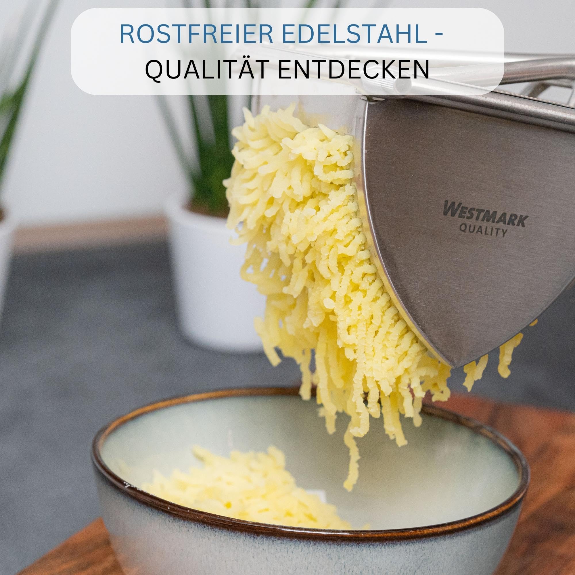 Westmark Kartoffelpresse, Mit Rund-Lochung, Rostfreier Edelstahl, Länge: 30 cm, Triangel, Silber, 61262260