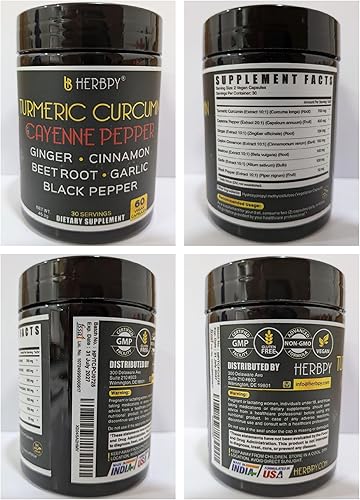 Miniatura 2 de Paquete de curcumina de cúrcuma 7 en 1 y berberina HCl 7 en 1 - Suplementos para la salud digestiva, la salud del corazón y el sistema inmunológico