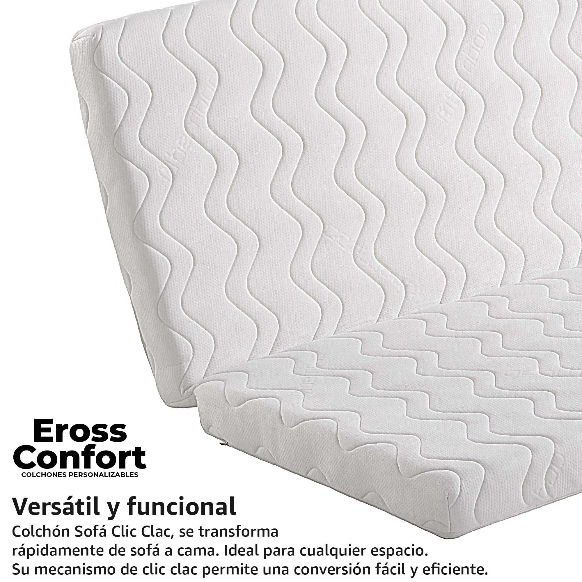 Colchón Clic Clac para Cama 130x190cm. Tratamiento Antibacteriano. Funda con Cremallera Lavable y Transpirable