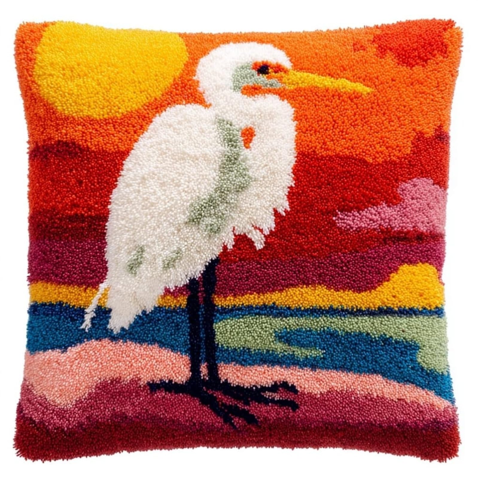 WallustrioaW Latch Hook Pillow Cover Making Kit 43x43cm,Egrets