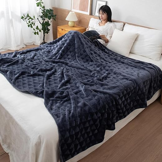 HOKIPO Fleece AC Blanket Double Bed Queen, 200X230 cm / 6.5X7.5 Feet, Dark Grey (AR-4919-DGRY)