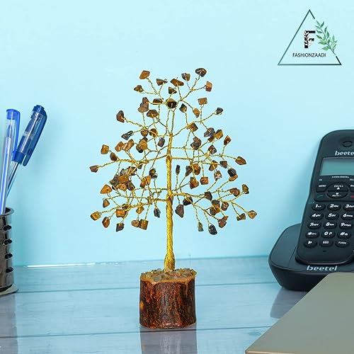 Miniatura 6 de FASHIONZAADI Árbol del dinero bonsái de ojo de tigre, cristales curativos de Feng Shui, piedras preciosas de reiki, cristal de chakras de buena