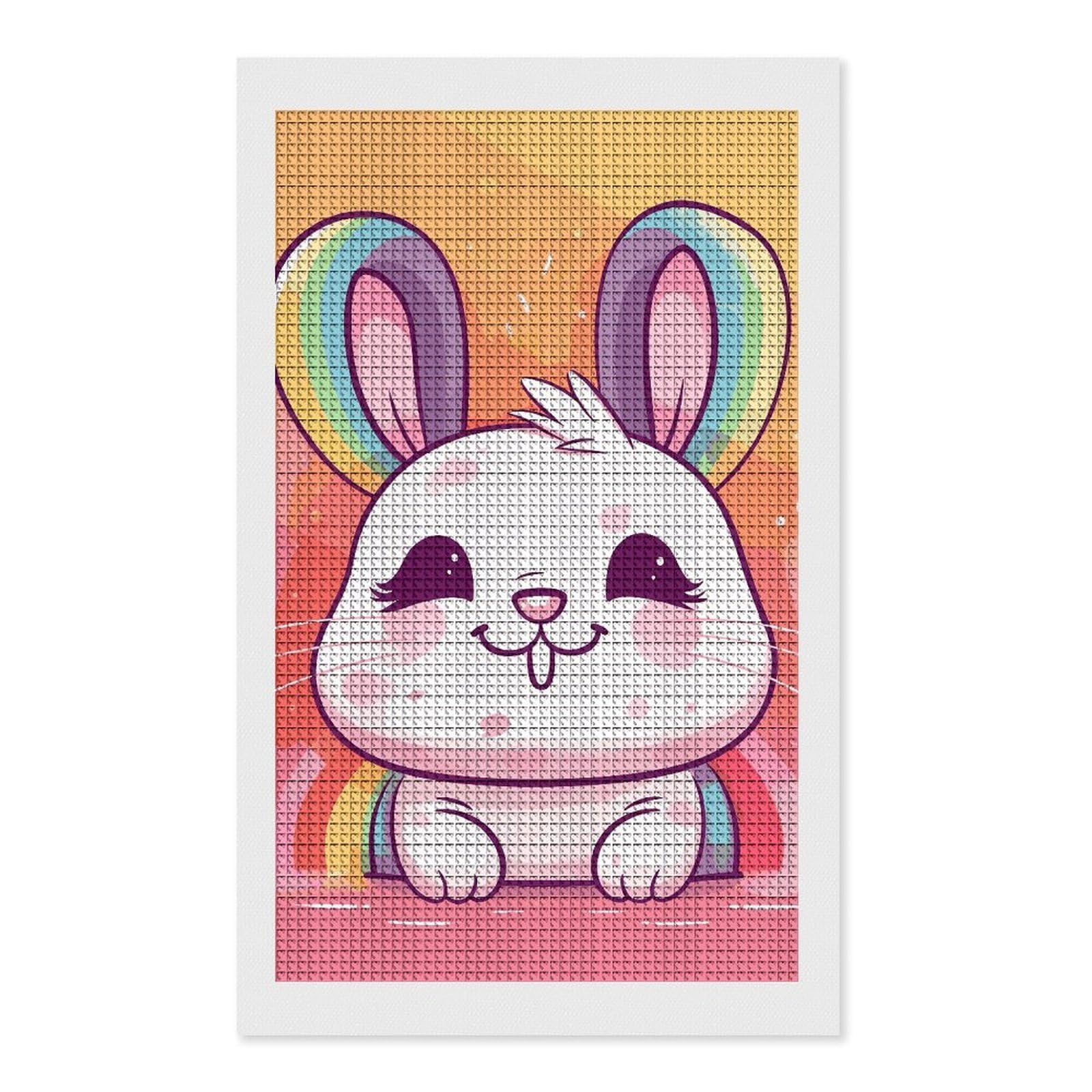 Chubby Rabbit Diamond Art Kits for Adults, DIY 5D Diamonds Painting Kits for Beginner, Round Full Drill Diamond Dots Painting, 12"x20" Diamonds Pictures Gem Art and Crafts Wall Decor