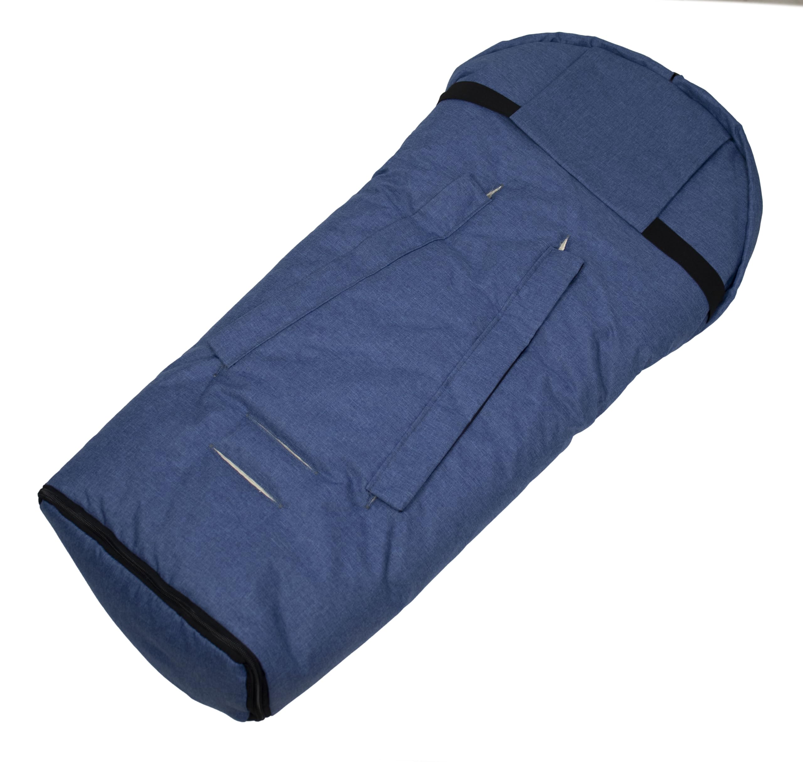 Reissner Lammfelle | Baby Fußsack ESKIMO | echtes Merino Lammfell | Mumienform | mit Reißverschluss | für Kinderwagen Buggy & Stroller | cobalt
