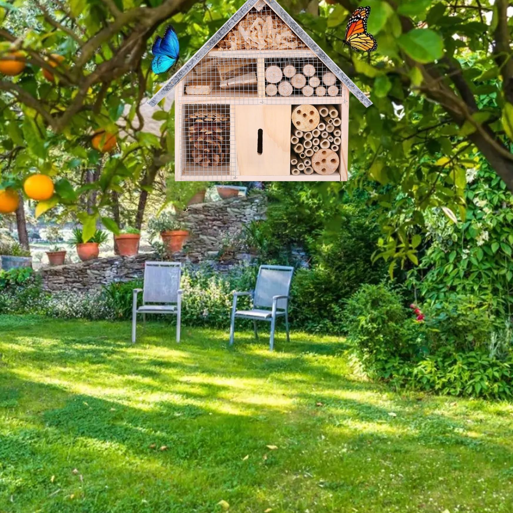 Bug Hotel Scatola per in legno resistente alle intemperie Casetta per insetti sospesa Casette decorative per da giardino Farfalle