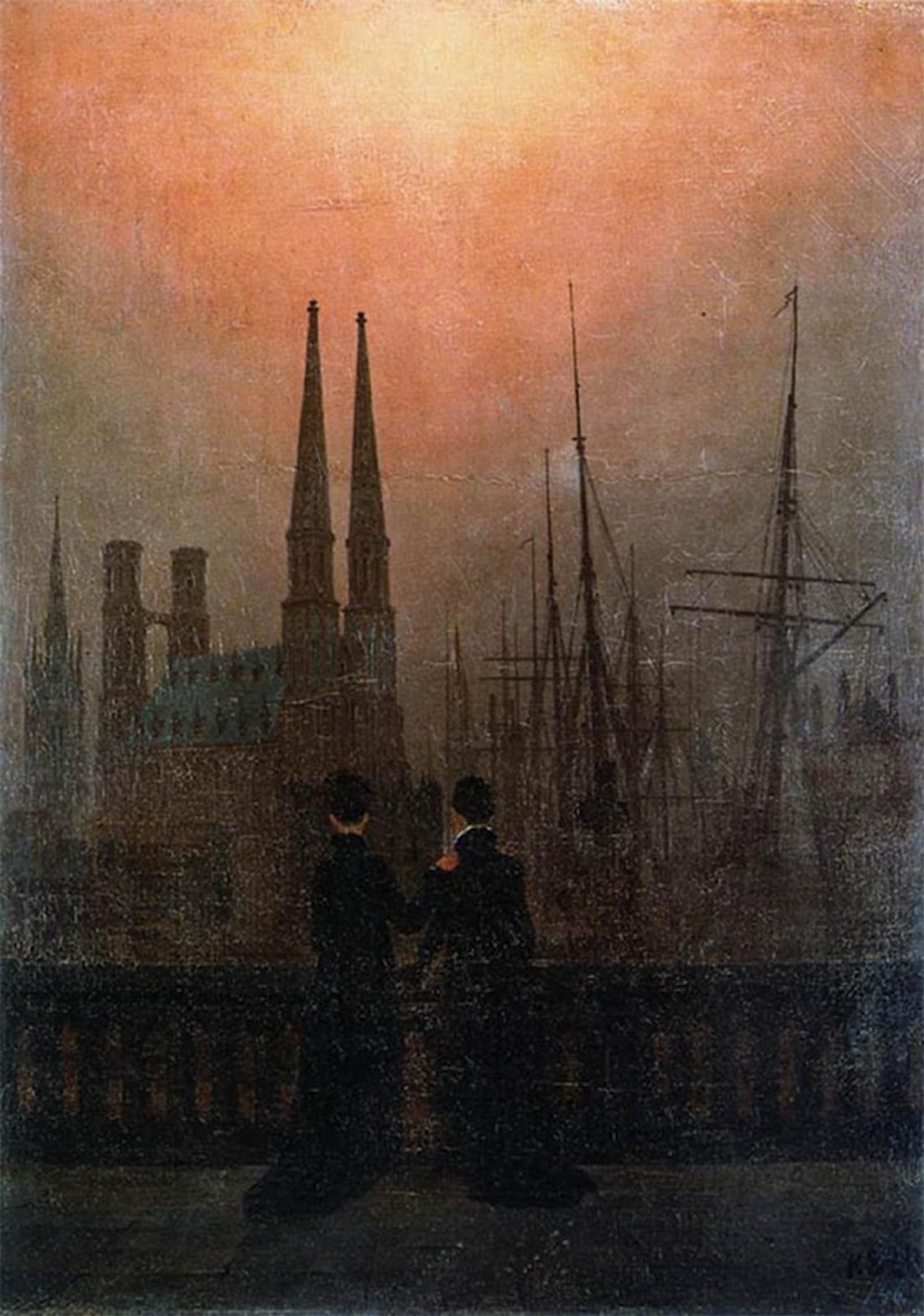 POSTERIIk Famous Modern Artwork Art Mural The Sisters on the Balcony Caspar David Friedrich Oil Paintings Pictures for Home Decor 60x90cm