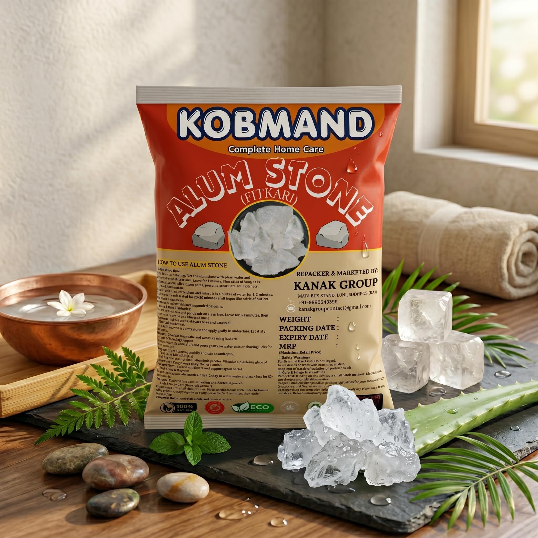 KOBMAND Whole Alum Stone/Fitkari (Phitkari), 400 Grams,Pack of 1 1