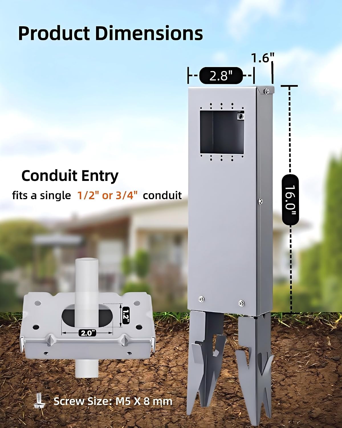 All-Metal Outdoor 2-Gang Power Post Enclosure,26-Inch Metal Power Stake,NEMA 3R Weatherproof in-use Power Stake for Garden,RV,Pool,Yards(Outlet and Weatherproof Box Not Included)