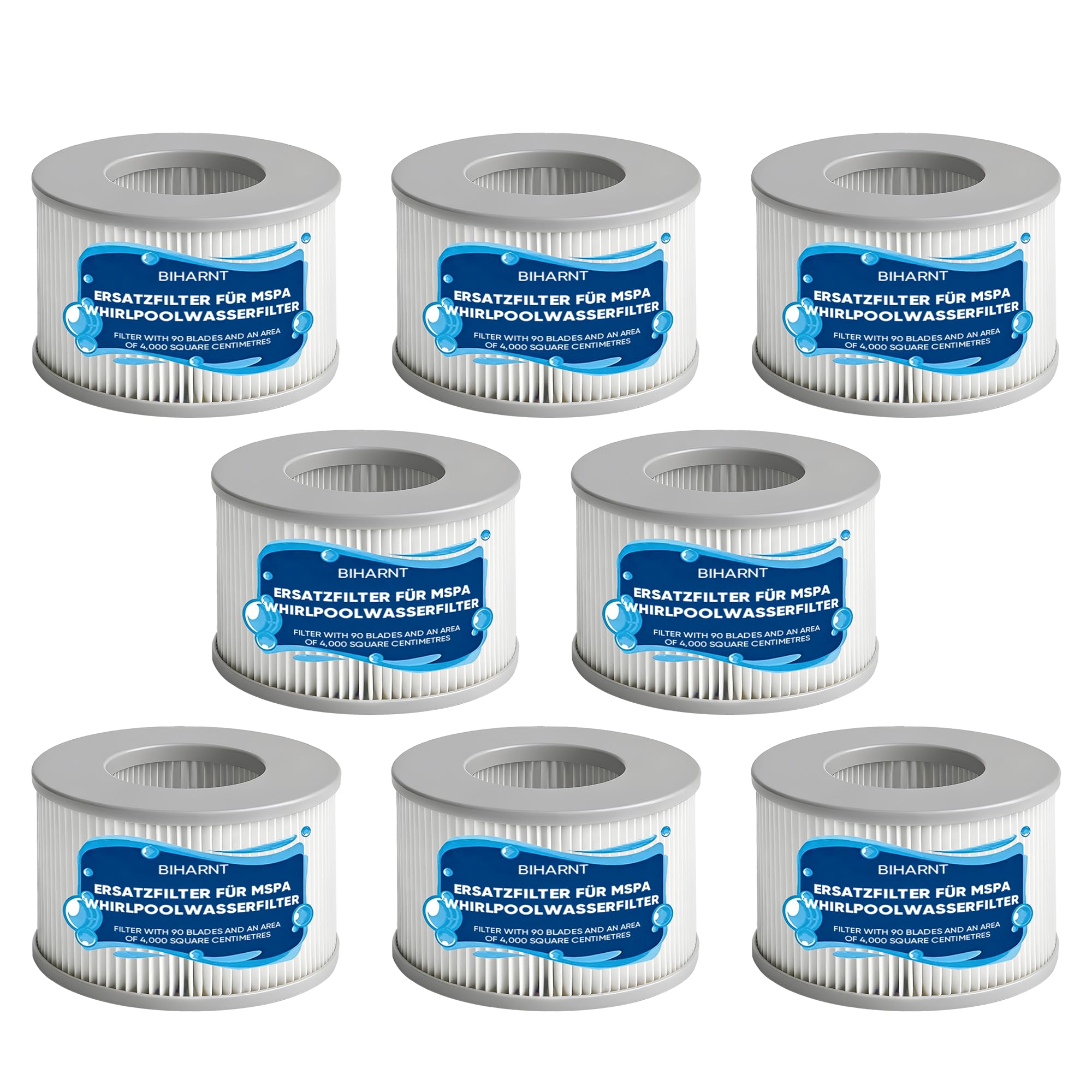 8 Stück Ersatz Filterkartusche für MSPA Filter – Ersatz Filter Kompatibel mit Whirlpool MSPA Modellen ab 2020 – Filterkartusche Wasserfilter für Aufblasbare Pools, Whirlpools und Spas