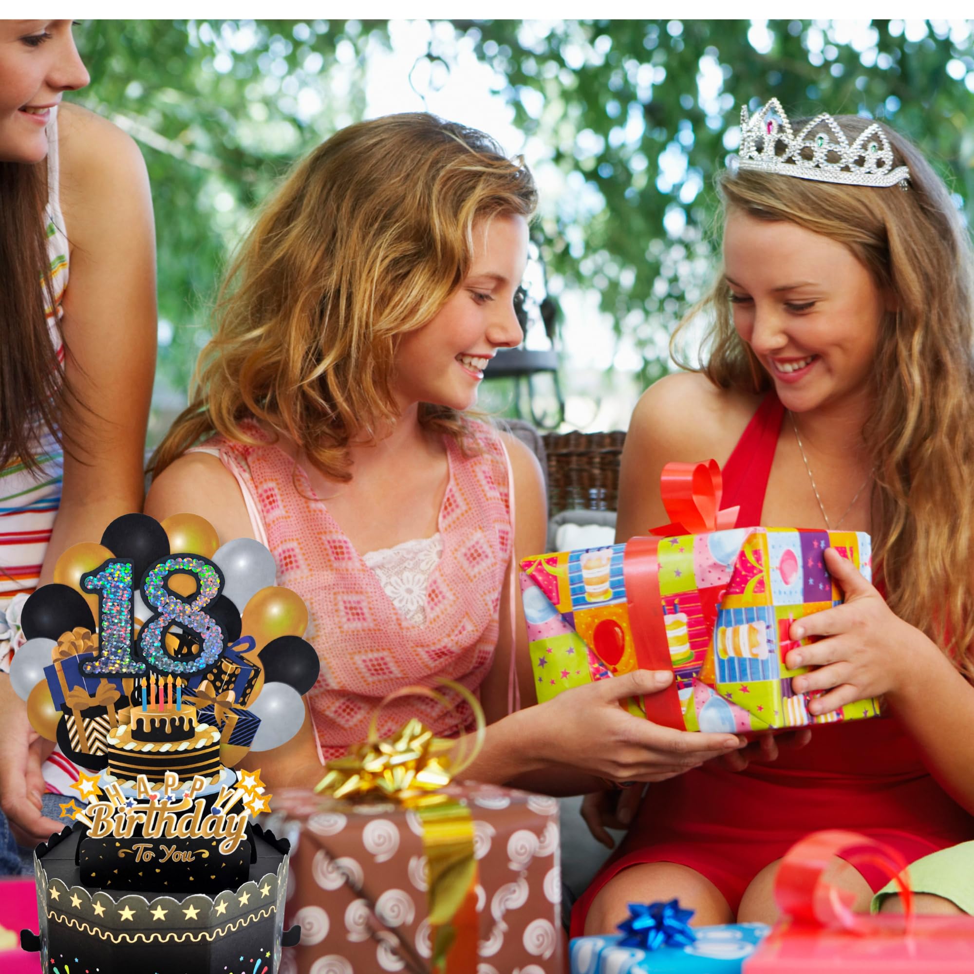 JanYoo Kartka 3D Pop Up na 18. urodziny, kartka urodzinowa Happy Birthday, kartka z życzeniami z kopertami i kartami dla chłopców, dziewczynek, rodziny i przyjaciół, romantyczny kreatywny prezent
