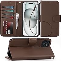 Vista 13 de Arae Funda compatible con iPhone 15 con tarjetero y correa para la muñeca para iPhone 15 de 6.1 pulgadas, color negro