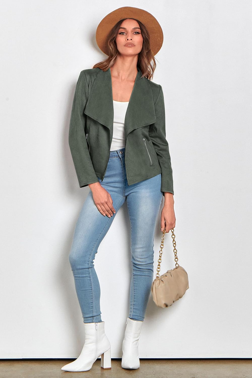 PRETTYGARDEN Women's Faux Suede Jackets 2026 Fashion Fall Clothes Long Sleeve Open Front Cropped Coat Outwear - Image 9