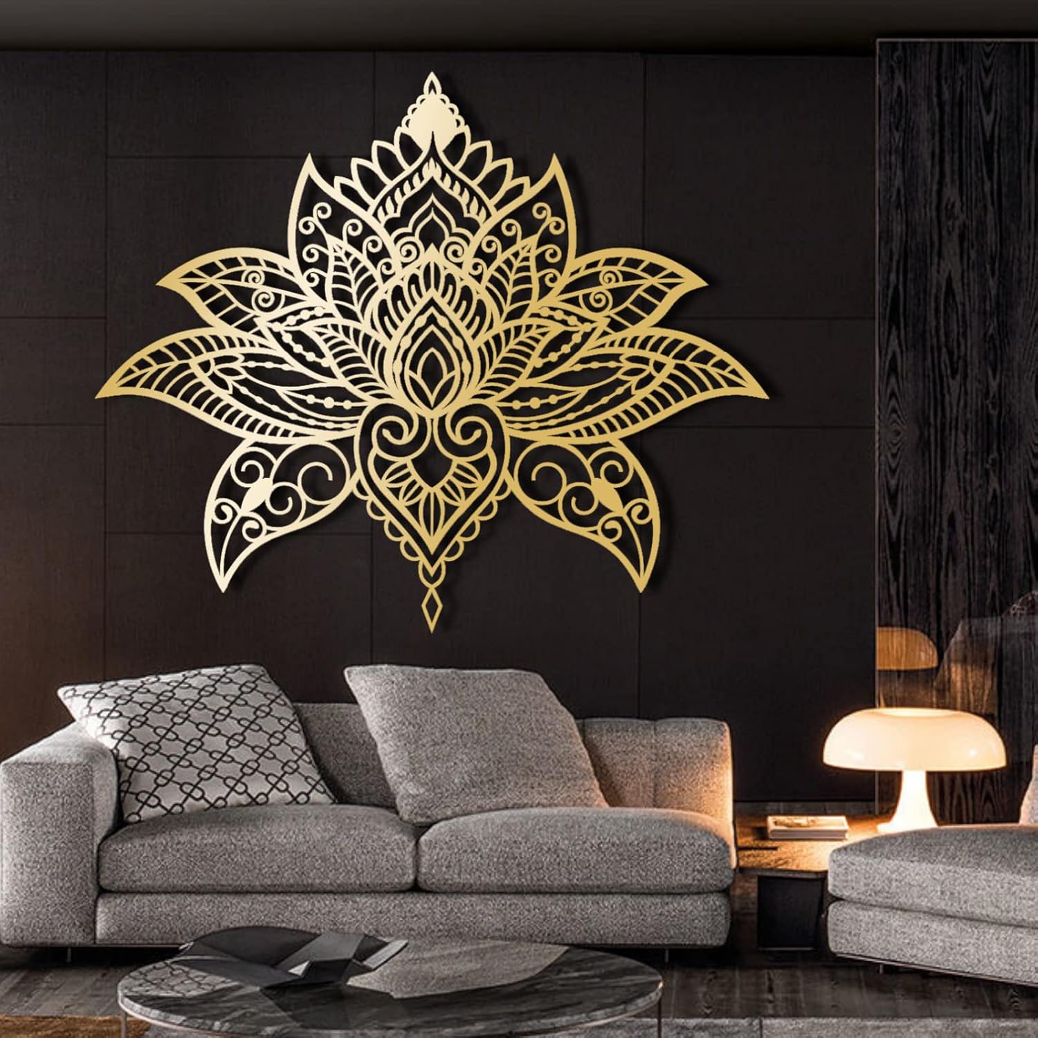 UGJSH Metal Wall Decor,Lotus Flower Metal Wall Art,Metal