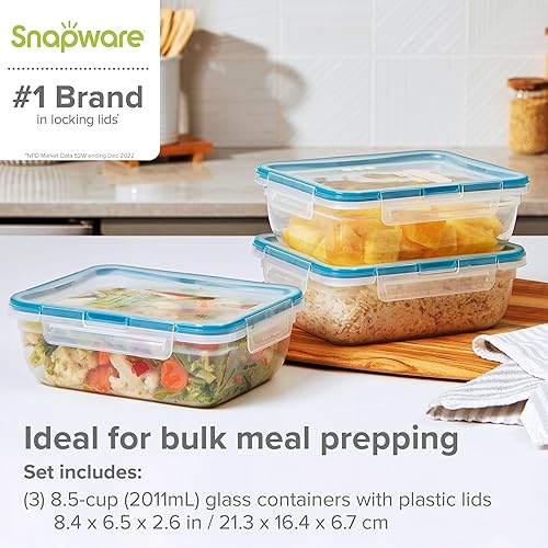 Miniatura 10 de Snapware Total Solution - Juego de 2 recipientes de plástico (5.5 tazas) para almacenamiento de alimentos, tapas de bloqueo herméticas y a prueba de