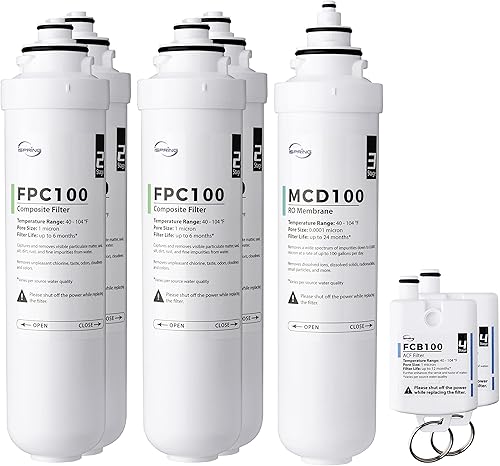 iSpring F7RCD100 Paquete de filtros de repuesto de 2 años para encimera de sistema RO RCD100, incluye FPC100 x4, MCD100 x1, FCB100 x2, 7 piezas