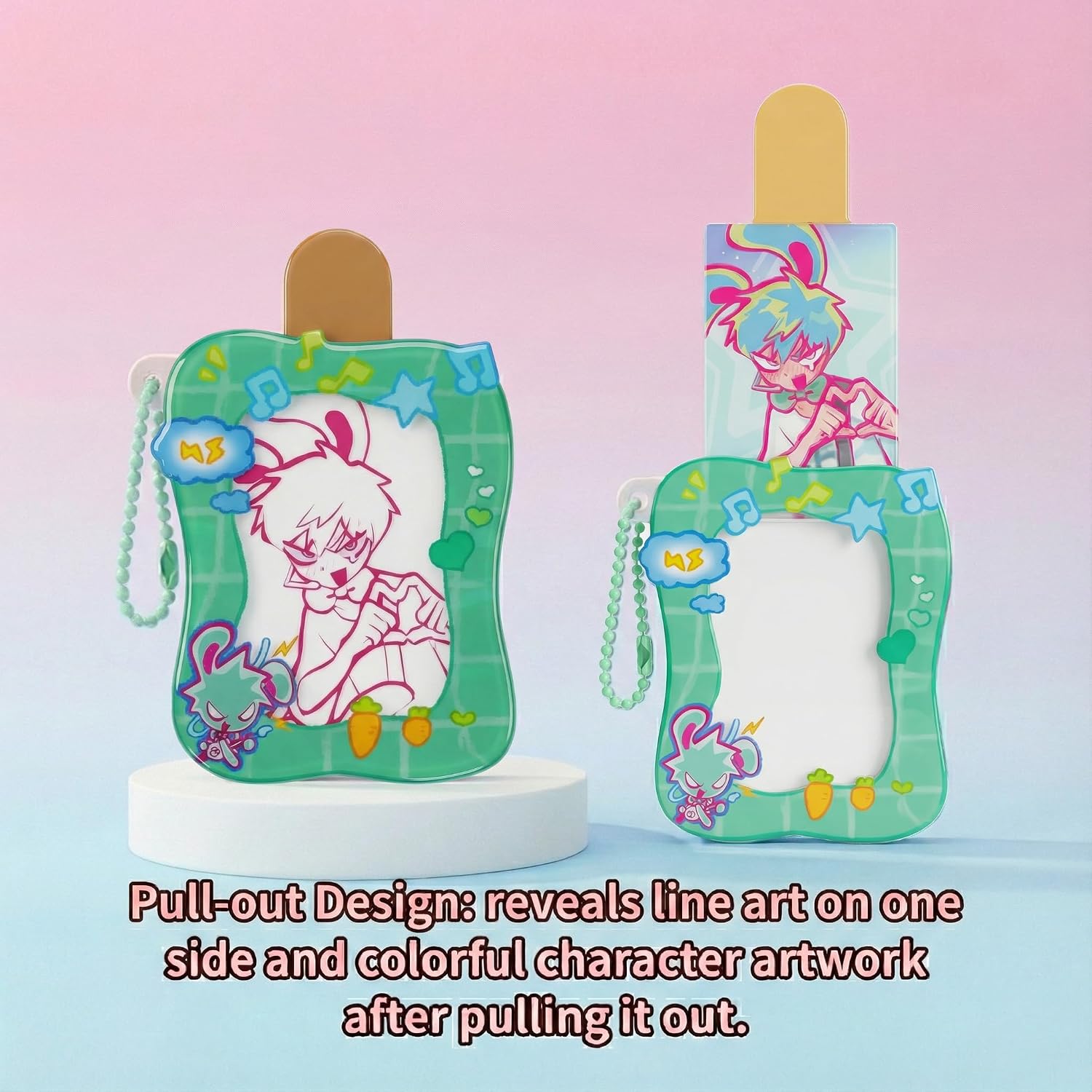 YJacuing Alien Stage Rabbit Series Blind Box Ice Pop Acrylic Keychain, Official ALNST Mystery Bag Charm with Pull-Out Design
