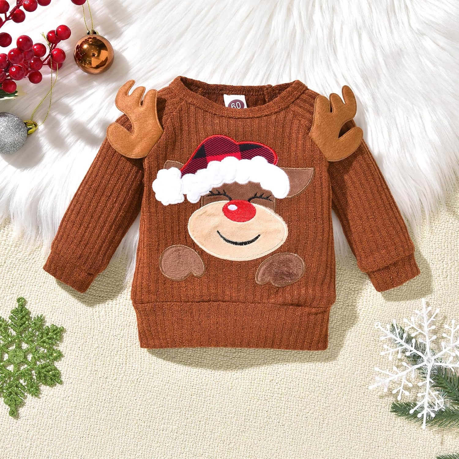 HINTINA Infant Baby Girl Knit Pullover Long Sleeve Sweater Outfits Fall Winter Clothes Clothing Set image 5