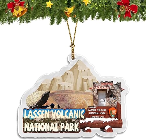 Lassen Parque Nacional Volcánico Adorno de Navidad Acrílico Árbol de Navidad Colgante Decoraciones Clásico Viaje Souvenir Colección de Regalo -337