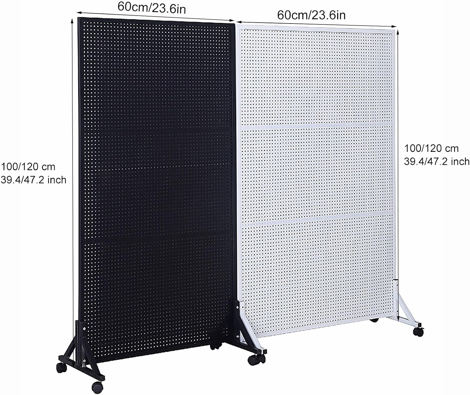 Grid Display Rack Grid Panel for Retail Display Floor Standing Flat Panel Display Stand，Pegboard Panels,Metal Pegboard with Casters, Peg Board Display Stand, Pegboard Organizer, Large Pegboa