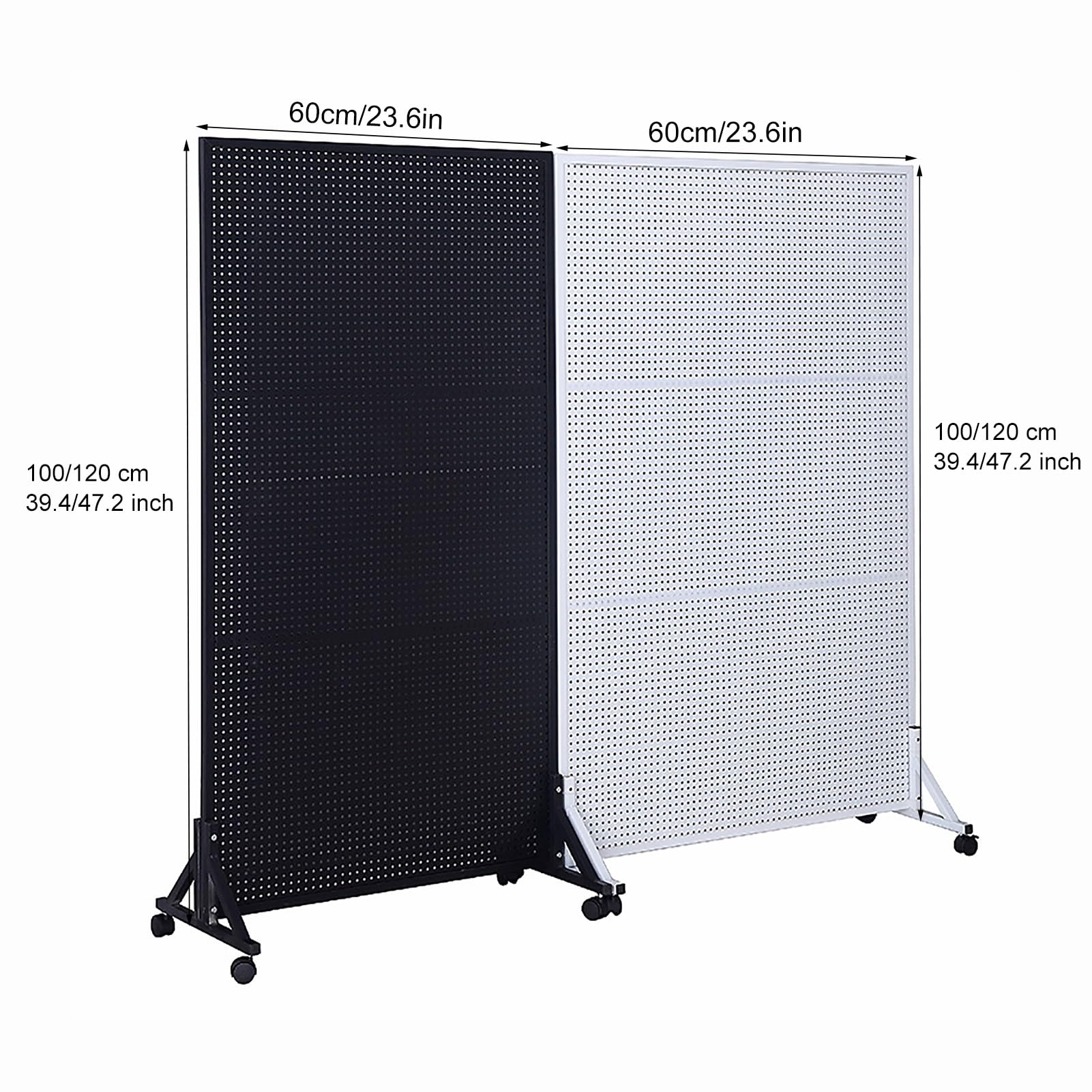 Duży organizer na pegboard z kółkami, metalowa tablica śledziowa do narzędzi, kuchni, garażu