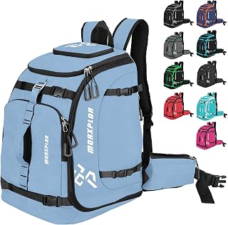 MORXPLOR 65L Padded Waterproof Ski Boot Bag Backpack - Fits Size 13 Boots, Helmet Storage, Glove-Friendly Zippers