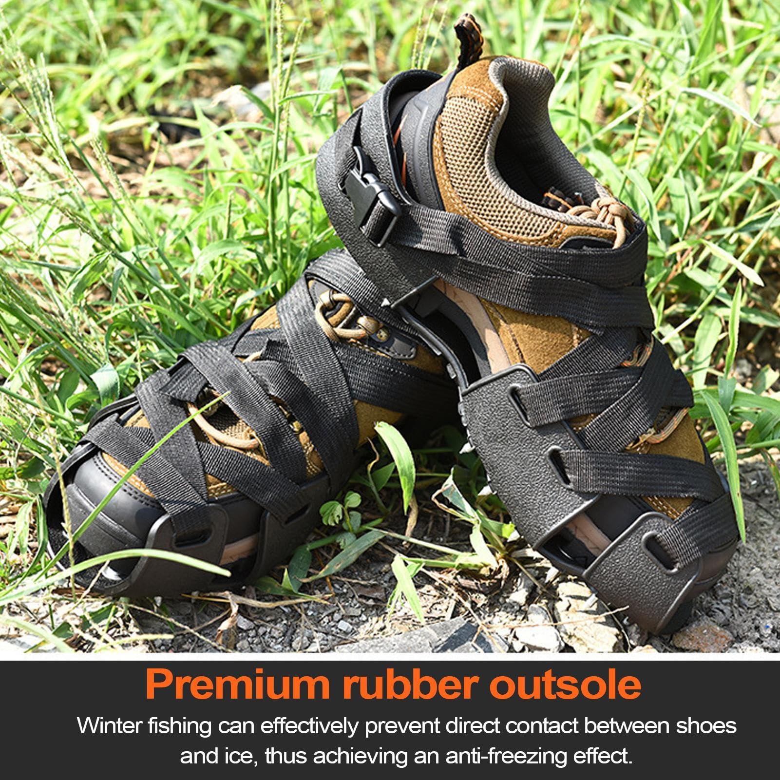 Crampons pour Bottes de randonnée 32 Pointes antidérapantes | Traction Agressive Neige Glace Pour marche, escalade, pêche, alpinisme, course neige, hommes femmes jeunes, bottes
