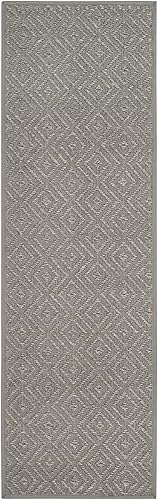SAFAVIEH Natural Fiber Collection NF154B - Alfombra de pasillo de 2 pies 6 pulgadas x 8 pies, gris claro y gris, diseño rústico de sisal, fácil