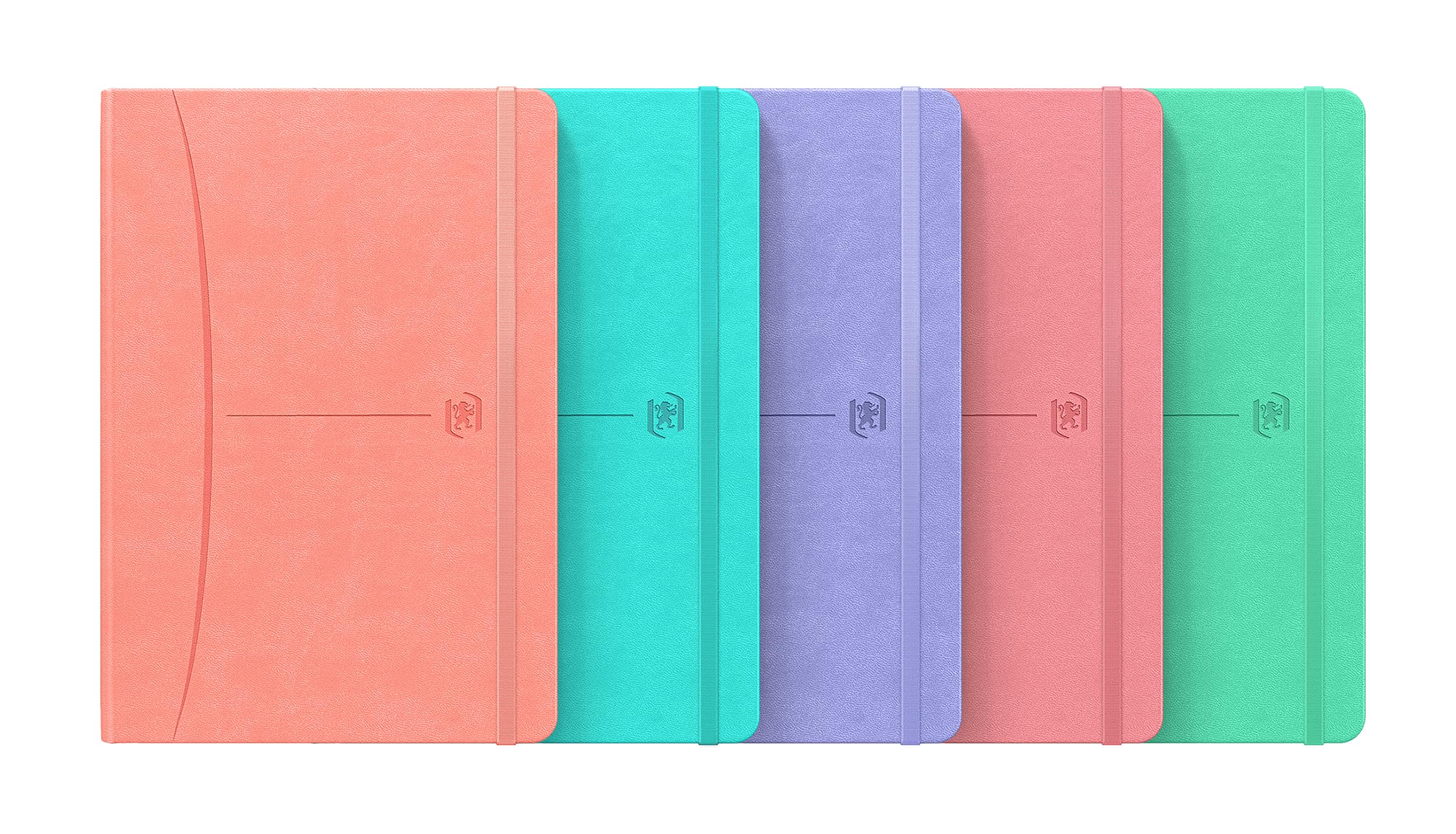 Oxford Notizbuch A5 kariert, Signature, 160 Seiten, Hardcover mit Kunstleder, 5 Pastell Farben, 5 Stück
