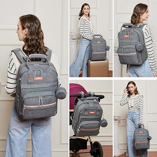 Miniatura 7 de Bolsa de pañales para mamá, hospital, bolsas de bebé para niñas y niños, mochila de viaje grande multifunción para computadora portátil, mochila de