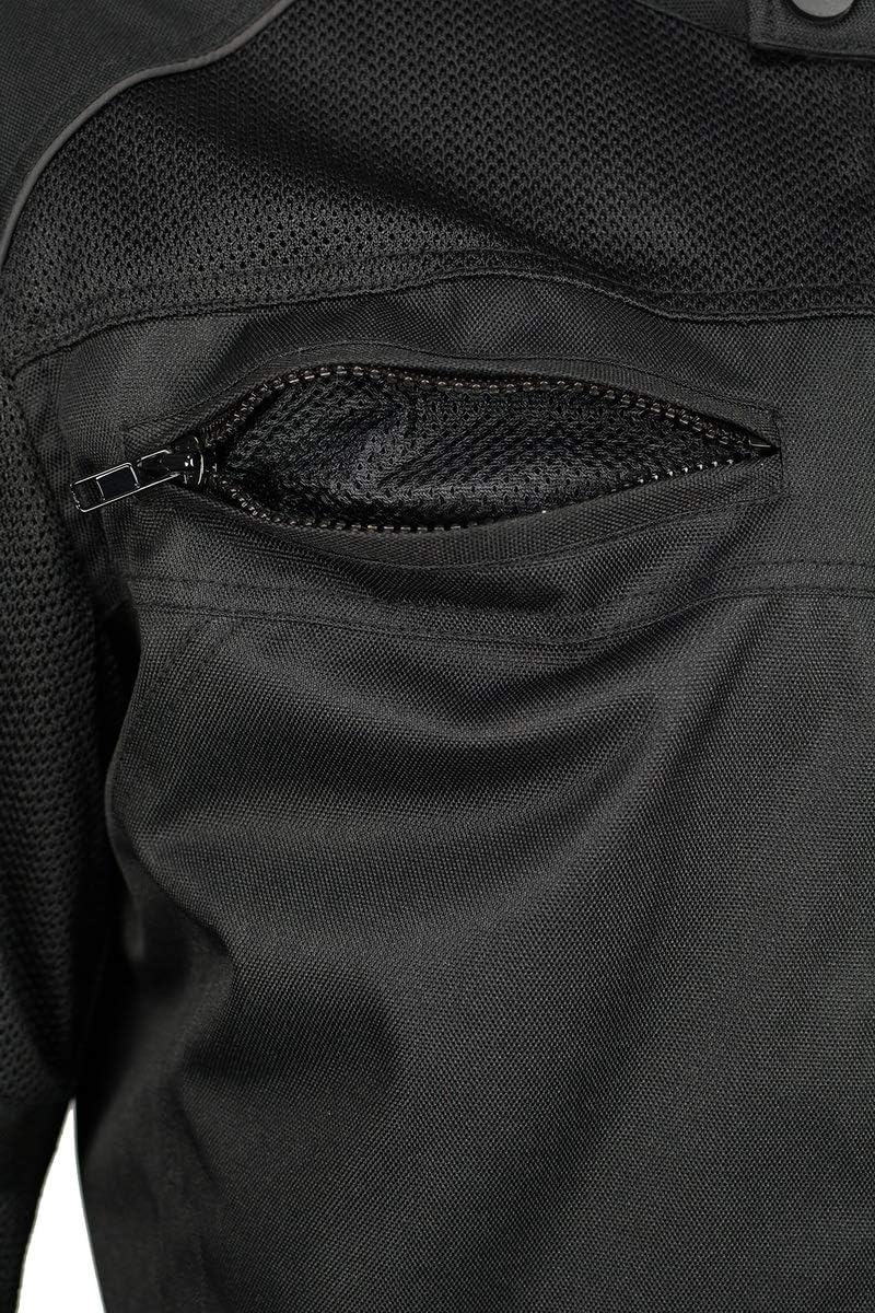 M Boss Motorcycle Apparel BOS11703 Black Men's Black Nylon and Mesh Racer Jacket with Reflective Piping - 5X-Large : Clothing, Shoes & Jewelry