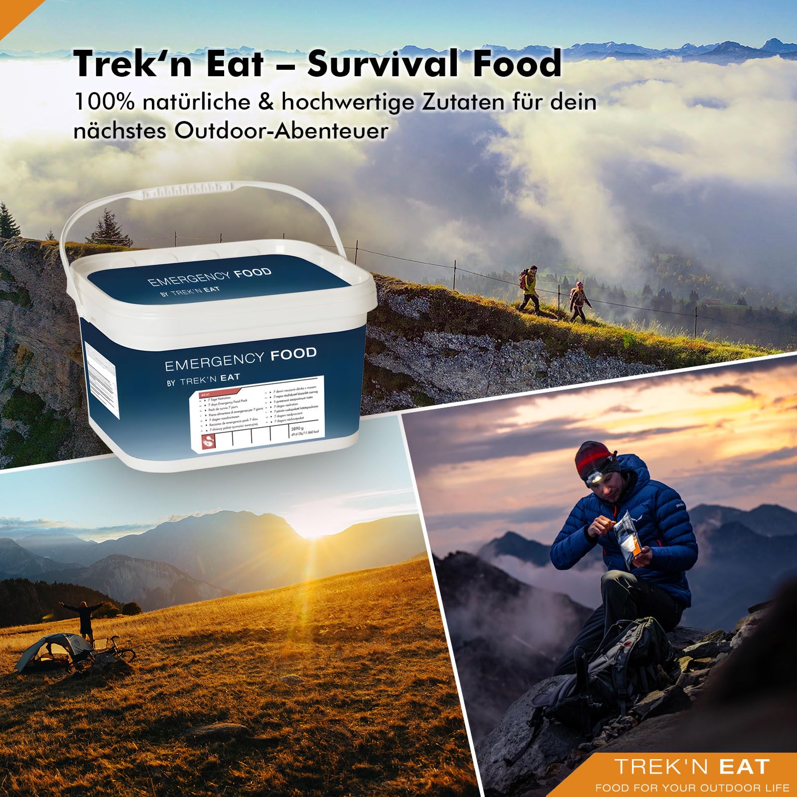Trek’n Eat 7 Tage Notration mit Fleisch – Komplettes Notfallnahrung Set für 1 Woche | ca. 11.860 kcal Gesamtenergie | Krisenvorsorge, Blackout, Prepper & Survival Food | 5 Jahre haltbar
