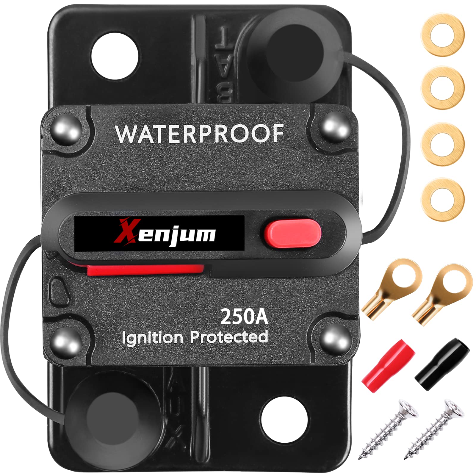 Photo 1 of 250 Amp Circuit Breaker Kit, Professional Amp Breaker with Fuse Manual Reset Switch for RV Marine Boat Truck Yacht Battery Trailer Audio System Protection Modification,12-48V DC, Waterproof 250A