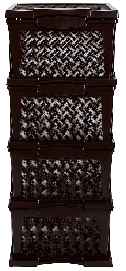 Joyful Plastic Drawer Organizer Self Standard Rectangular Multi Purpose Modular Drawer System Large Chest of Drawer Organizer for Home Office (Large, Brown) at Rs. 1749