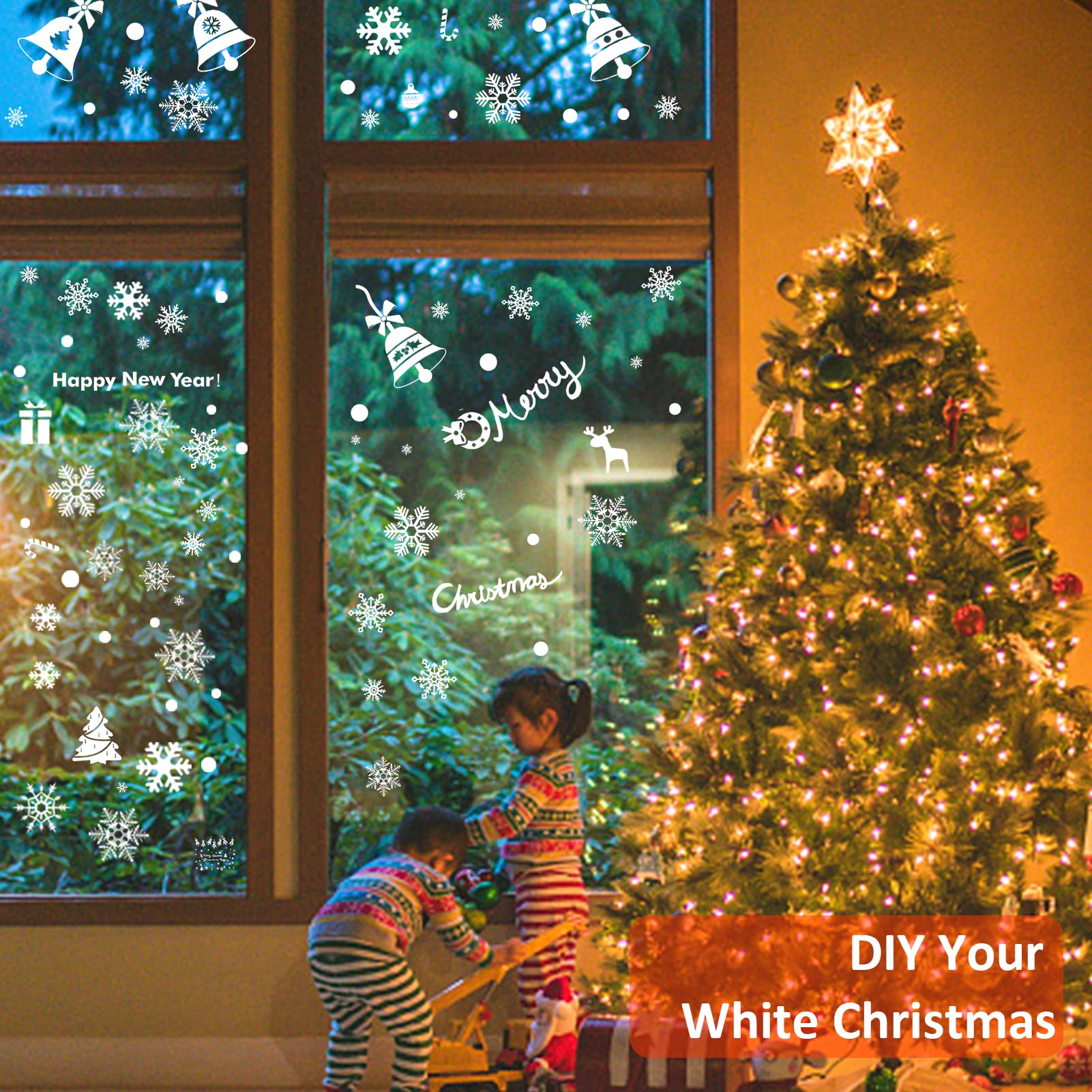 Belle Vous Autocollant Fenetre - Stickers Noel Decoration Fenetre Electrostatique Flocon De Noel