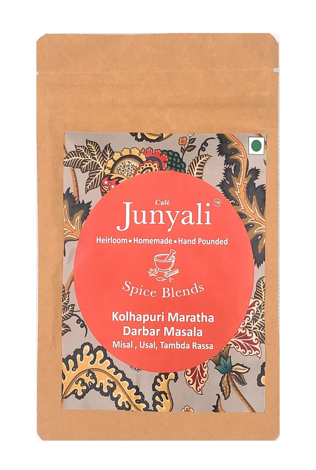 Cafe Junyali Kolhapuri Maratha Darbar Masala (50g) Homemade Hand-Pounded  Spice Blend for Misal, Usal, Tambda Rassa Pure Natural Organic Authentic