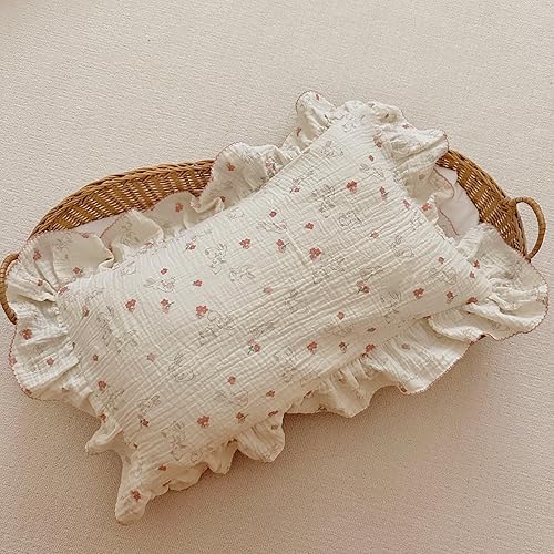 Vista 218 de BuLuTu Funda de almohada de muselina de algodón para niños pequeños, tamaño estándar, estampado de flores de Galsang, suave funda de almohada